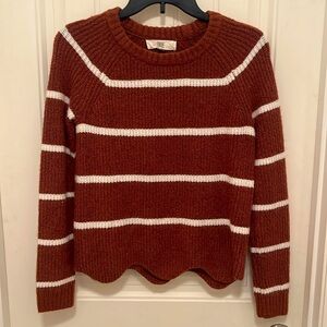 Fate long sleeve cropped wave hem Rust & white wide stripes sweater women’s sz S